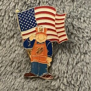 VTG 90s Home Depot Patriotic Homer Enamel Lapel‎ Pin American Flag Retro Y2K